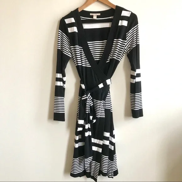 Banana Republic | Dresses | Banana Republic Black And White Striped Jersey Wrap  Dress | Poshmark